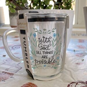✨NWT With God All Things Are Possible Glass Tumbler🩵